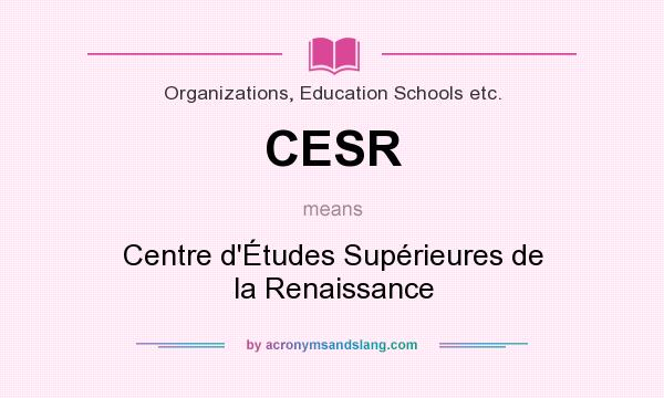 What does CESR mean? It stands for Centre d`Études Supérieures de la Renaissance