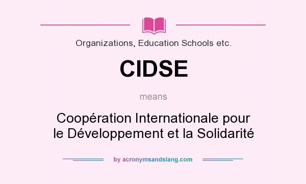 What does CIDSE mean? It stands for Coopération Internationale pour le Développement et la Solidarité
