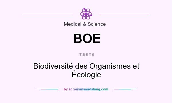 What does BOE mean? It stands for Biodiversité des Organismes et Écologie