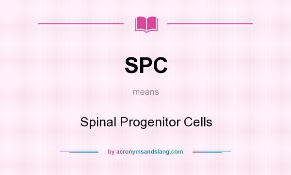 What does SPC mean? It stands for Spinal Progenitor Cells