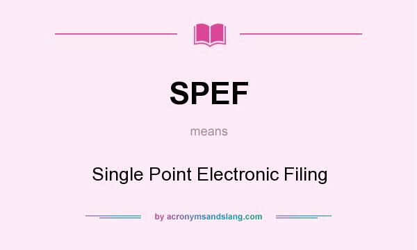 What does SPEF mean? It stands for Single Point Electronic Filing