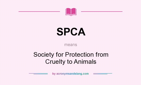 What does SPCA mean? It stands for Society for Protection from Cruelty to Animals