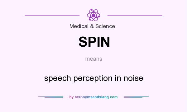 What does SPIN mean? It stands for speech perception in noise