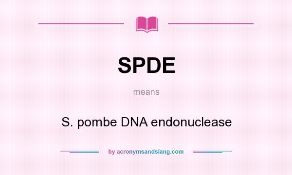 What does SPDE mean? It stands for S. pombe DNA endonuclease