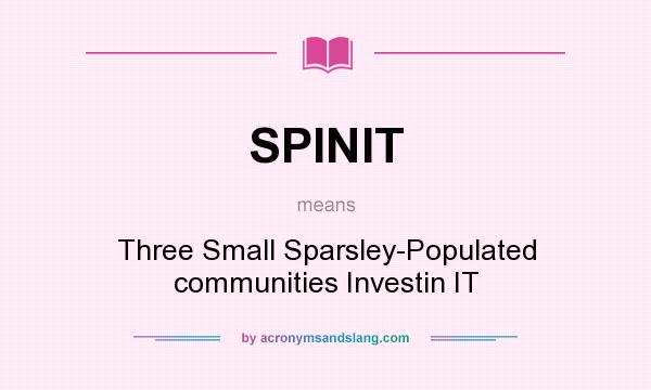 What does SPINIT mean? It stands for Three Small Sparsley-Populated communities Investin IT