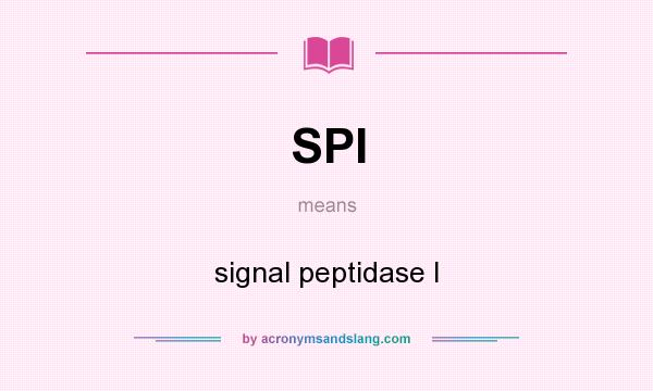 What does SPI mean? It stands for signal peptidase I