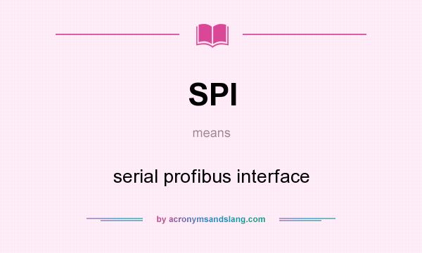 What does SPI mean? It stands for serial profibus interface