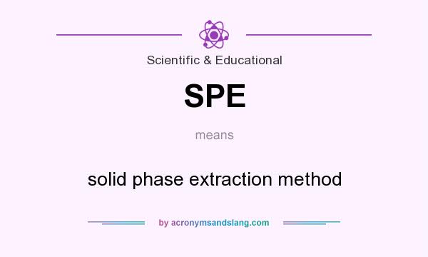 What does SPE mean? It stands for solid phase extraction method