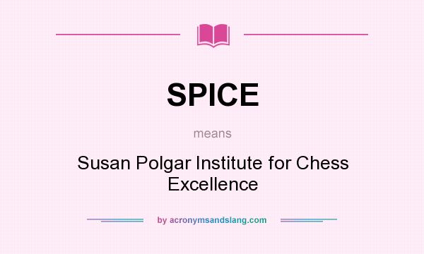 What does SPICE mean? It stands for Susan Polgar Institute for Chess Excellence