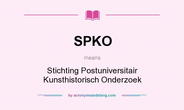 What does SPKO mean? It stands for Stichting Postuniversitair Kunsthistorisch Onderzoek