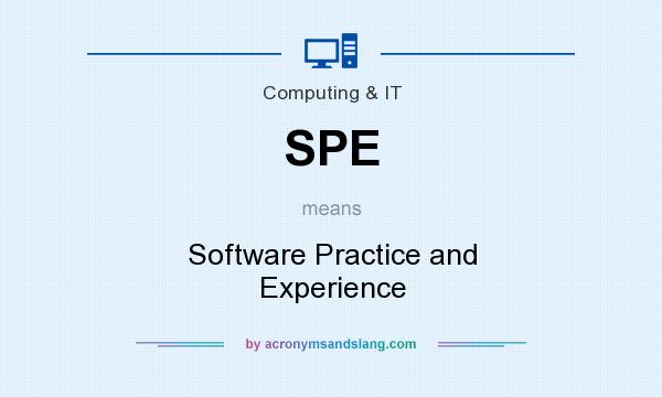 What does SPE mean? It stands for Software Practice and Experience
