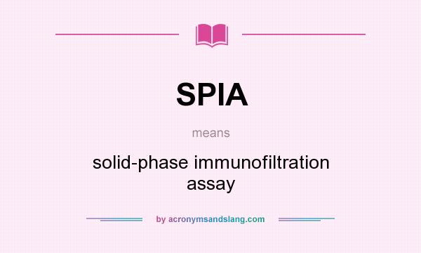 What does SPIA mean? It stands for solid-phase immunofiltration assay