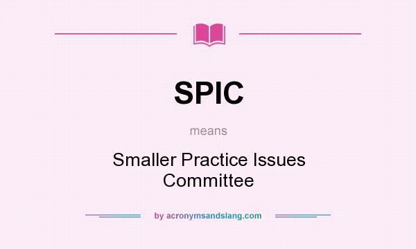 What does SPIC mean? It stands for Smaller Practice Issues Committee