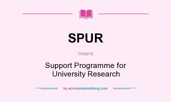 What does SPUR mean? It stands for Support Programme for University Research