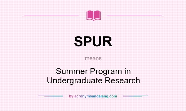 What does SPUR mean? It stands for Summer Program in Undergraduate Research