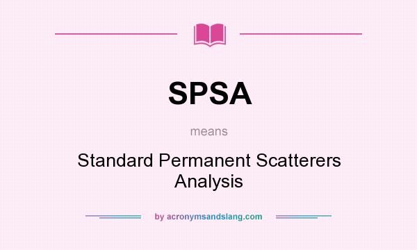 What does SPSA mean? It stands for Standard Permanent Scatterers Analysis