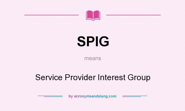What does SPIG mean? It stands for Service Provider Interest Group