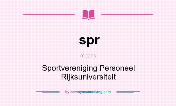 What does spr mean? It stands for Sportvereniging Personeel Rijksuniversiteit
