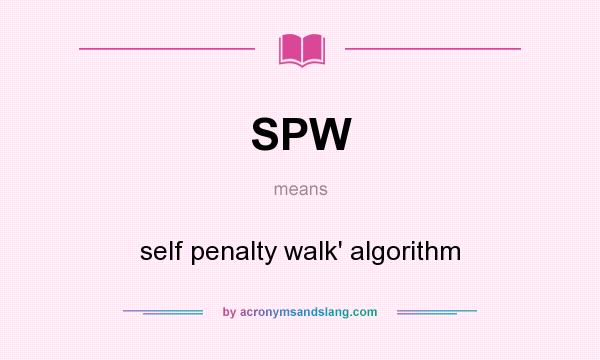 What does SPW mean? It stands for self penalty walk` algorithm