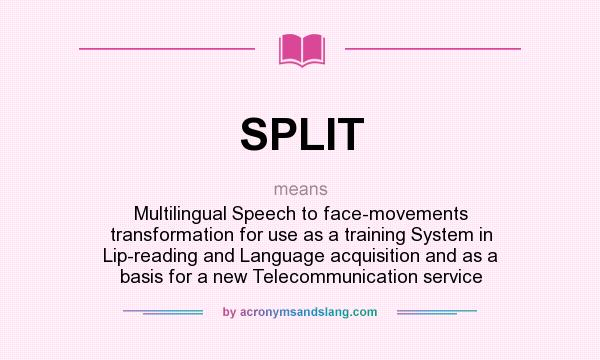 What does SPLIT mean? It stands for Multilingual Speech to face-movements transformation for use as a training System in Lip-reading and Language acquisition and as a basis for a new Telecommunication service