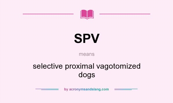 What does SPV mean? It stands for selective proximal vagotomized dogs
