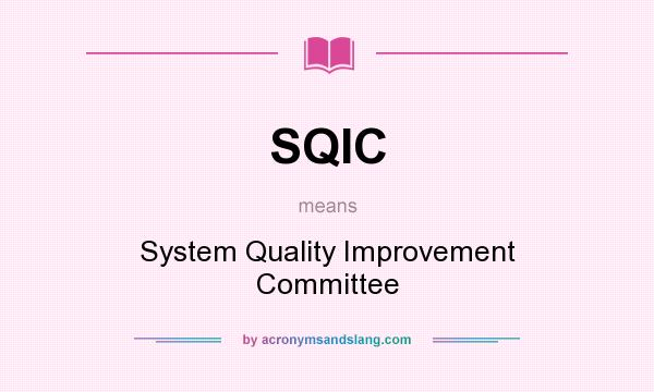 What does SQIC mean? It stands for System Quality Improvement Committee