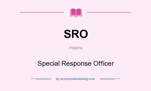 What does SRO mean? It stands for Special Response Officer