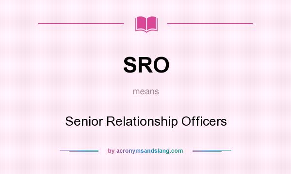 What does SRO mean? It stands for Senior Relationship Officers