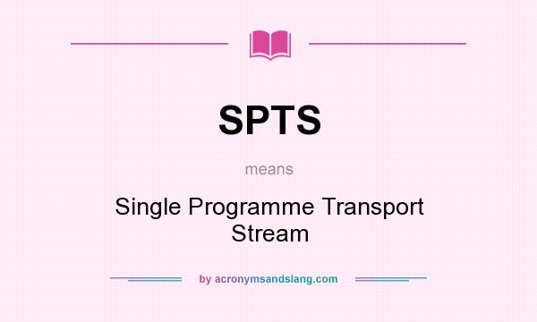 What does SPTS mean? It stands for Single Programme Transport Stream