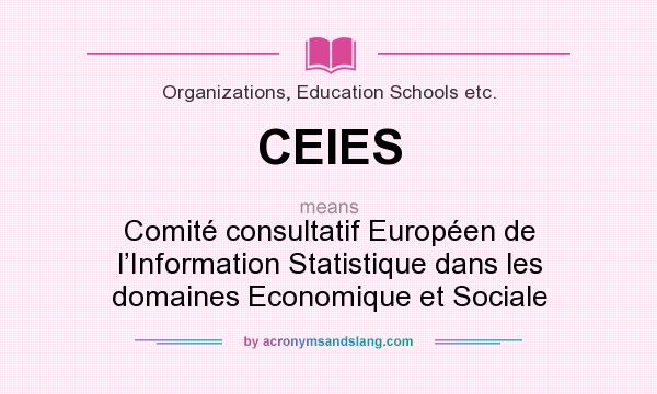 What does CEIES mean? It stands for Comité consultatif Européen de l’Information Statistique dans les domaines Economique et Sociale
