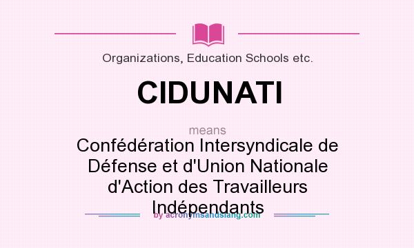What does CIDUNATI mean? It stands for Confédération Intersyndicale de Défense et d`Union Nationale d`Action des Travailleurs Indépendants