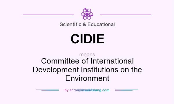What does CIDIE mean? It stands for Committee of International Development Institutions on the Environment
