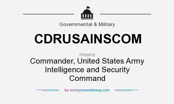 What does CDRUSAINSCOM mean? It stands for Commander, United States Army Intelligence and Security Command