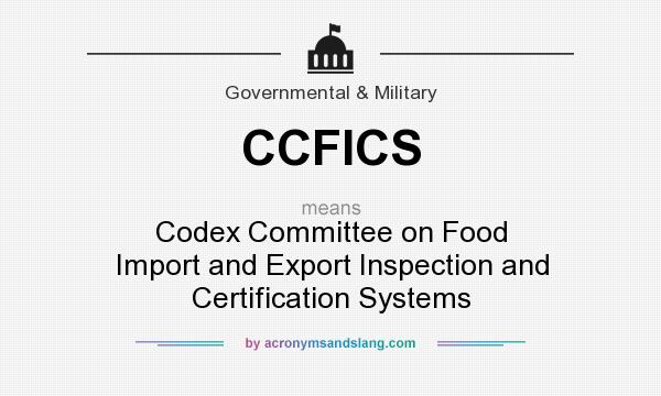 What does CCFICS mean? It stands for Codex Committee on Food Import and Export Inspection and Certification Systems