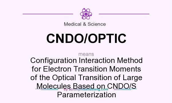 What does CNDO/OPTIC mean? It stands for Configuration Interaction Method for Electron Transition Moments of the Optical Transition of Large Molecules Based on CNDO/S Parameterization