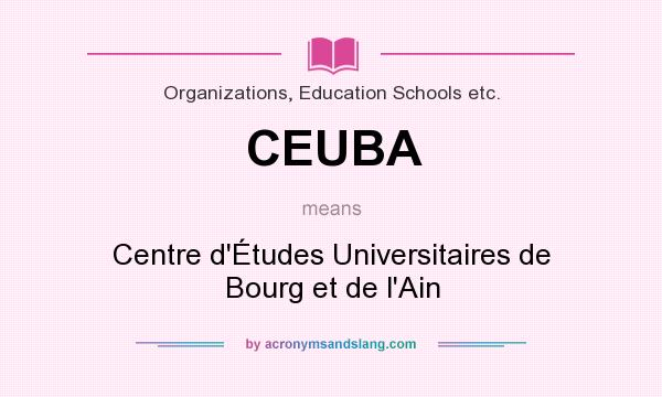 What does CEUBA mean? It stands for Centre d`Études Universitaires de Bourg et de l`Ain