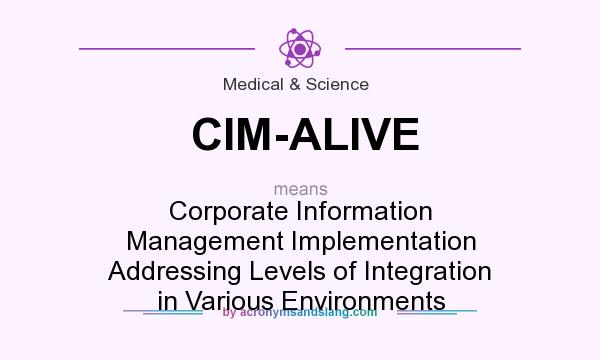 What does CIM-ALIVE mean? It stands for Corporate Information Management Implementation Addressing Levels of Integration in Various Environments