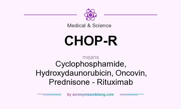 What does CHOP-R mean? It stands for Cyclophosphamide, Hydroxydaunorubicin, Oncovin, Prednisone - Rituximab