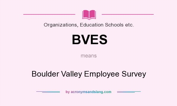 What does BVES mean? It stands for Boulder Valley Employee Survey