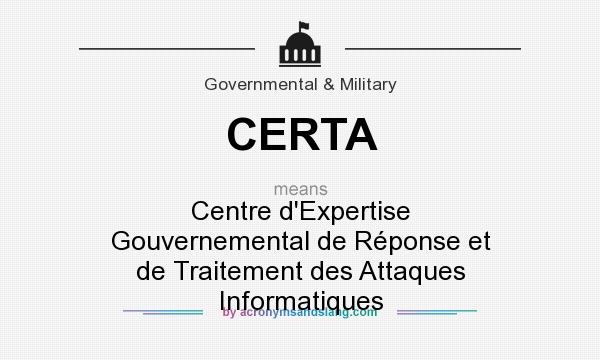 What does CERTA mean? It stands for Centre d`Expertise Gouvernemental de Réponse et de Traitement des Attaques Informatiques