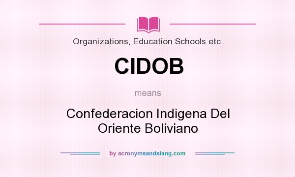 What does CIDOB mean? It stands for Confederacion Indigena Del Oriente Boliviano
