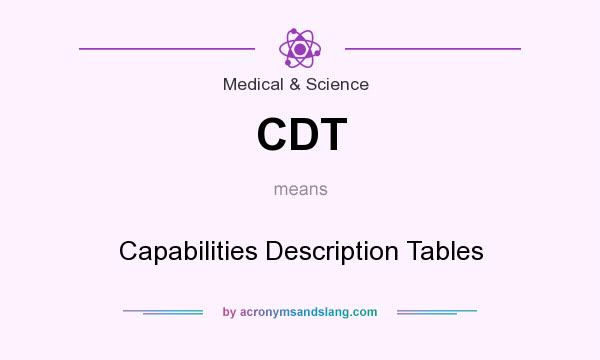 What does CDT mean? It stands for Capabilities Description Tables