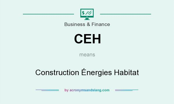 What does CEH mean? It stands for Construction Énergies Habitat