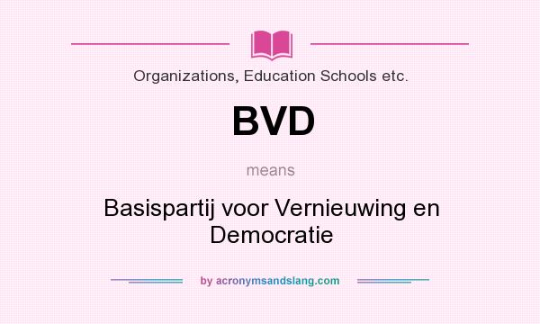 What does BVD mean? It stands for Basispartij voor Vernieuwing en Democratie
