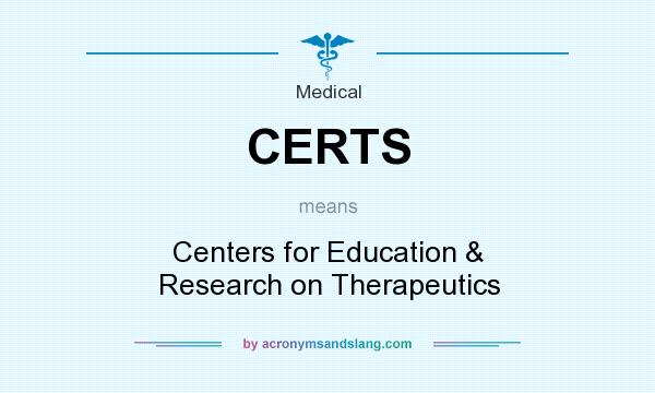 What does CERTS mean? It stands for Centers for Education & Research on Therapeutics