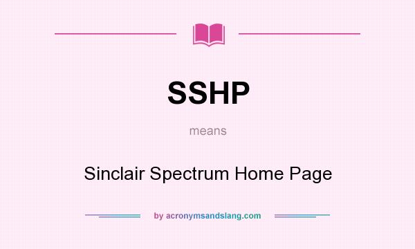 What does SSHP mean? It stands for Sinclair Spectrum Home Page