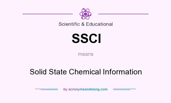 What does SSCI mean? It stands for Solid State Chemical Information