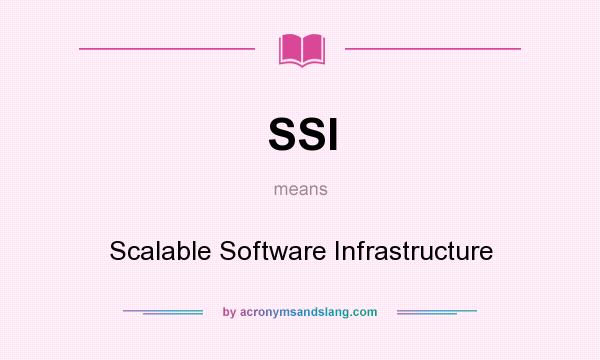 What does SSI mean? It stands for Scalable Software Infrastructure
