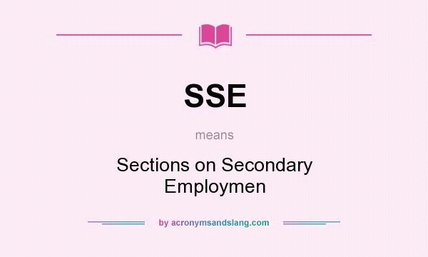 What does SSE mean? It stands for Sections on Secondary Employmen