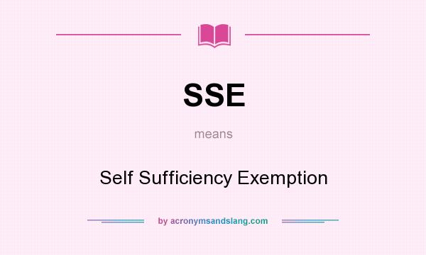 What does SSE mean? It stands for Self Sufficiency Exemption